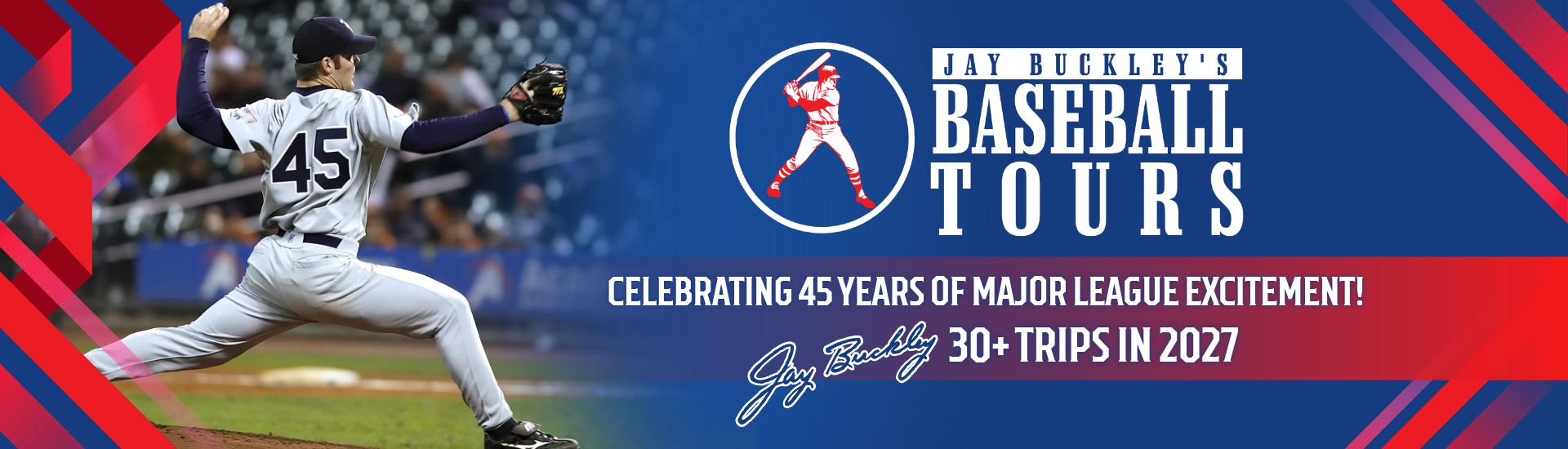 Jay Buckley's Baseball Tours home header image for 2027trips.